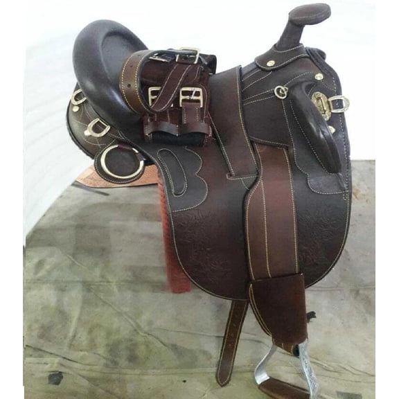 Australian Outrider Aussie Horse Premium Leather Hand Made Saddle Style with Horn with Leathers & Stirrups and Girth