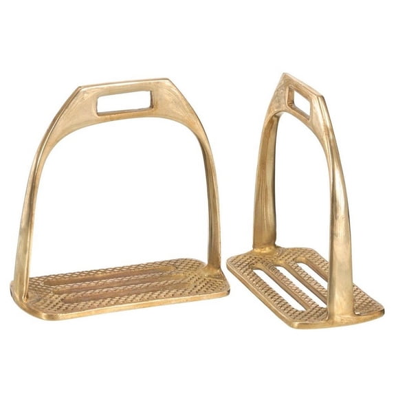 Tough 1 Australian Outrider Stirrup Irons 4 Bar Polished Brass 73-3002