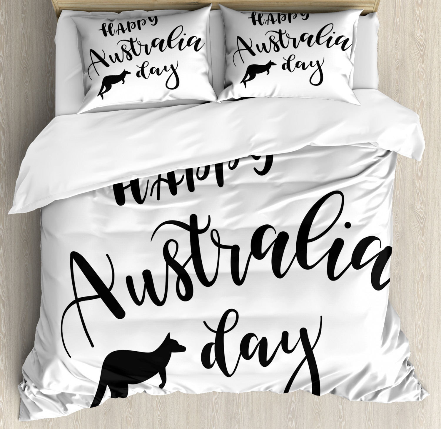 Australian Party Duvet Cover Set Queen Size, Hand Lettering Style Happy ...