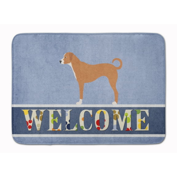 Australian Pinscher Welcome Machine Washable Memory Foam Mat Blue