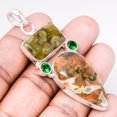 thumbnail image 1 of Australian Rainforest Jasper & Tsavorite Quart 925 Sterling Silver Pendant 2.5" T80, Beautiful Jewelry For Woman & Gi, New Year Sale, Valentin's Day G, 1 of 1