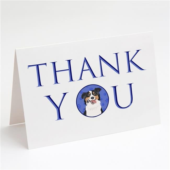 Australian Shepherd Black Tricolor #2 Thank You Greeting Cards and Envelopes Pack of 8 7 in x 5 in