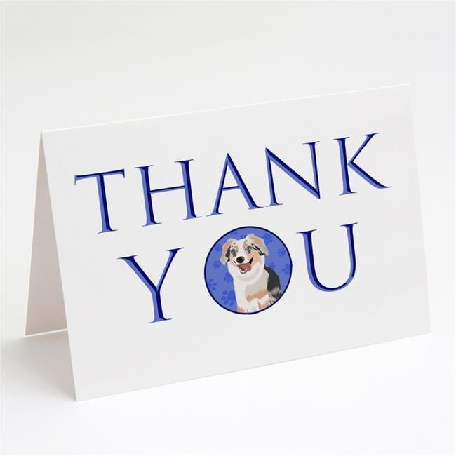 Australian Shepherd Blue Merle Puppy #1 Thank You Greeting Cards and Envelopes Pack of 8 7 in x 5 in
