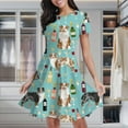 thumbnail image 1 of Australian Shepherd Blue And Red Merle Wine Cocktails Yappy Hour Pattern Dog Breed Women's Classic Swing Skater Dress Casual Work Party Cocktail Dresses, 1 of 6