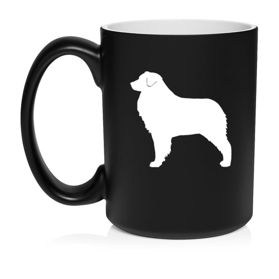 Australian Shepherd Ceramic Coffee Mug Tea Cup Gift for Her, Him, Friend, Coworker, Wife, Husband, Dog Lover (15oz Matte Black)