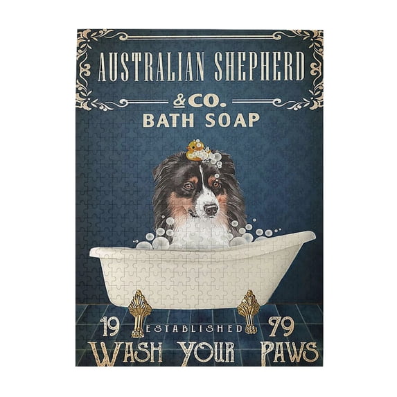 Australian Shepherd Co Bath Soap Wash Your Paws puzzle,Jigsaw Puzzle 1000 puzzle pieces, puzzle enthusiasts