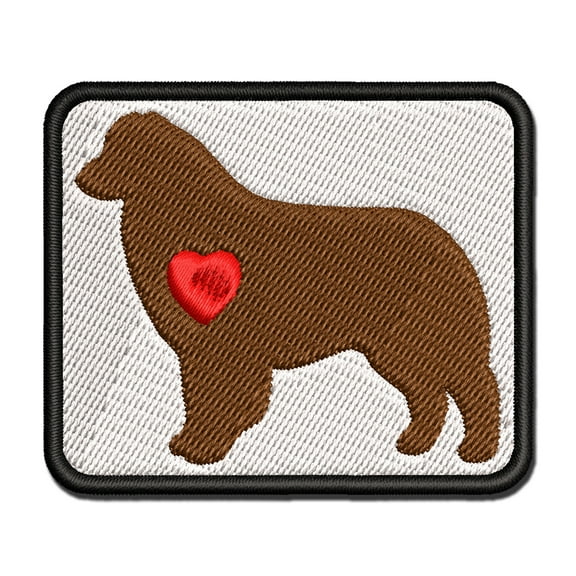 Australian Shepherd Dog Aussie with Heart Applique Multi-Color Embroidered Iron-On Patch - 2.0 Inch Mini