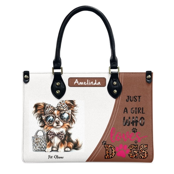 Australian Shepherd Dog Bag, Personalized Leather Handbags For Women - Personalized Leather Purse with Name - Tote Bags for Mom Grandma - Custom Gifts Ideas for Her, Gift for Dog Lover