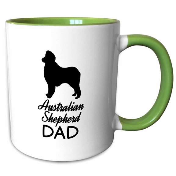 3drose, Australian Shepherd Dog Dad - Aussie Dad, 15oz Two-tone Green Mug