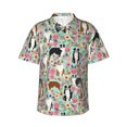 thumbnail image 1 of Australian Shepherd Dog Flower Floral Men'S 3d Print Casual Button Down Shirts, Novelty Hawaiian Short Sleeves Xl, 1 of 7