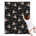 thumbnail image 1 of Australian Shepherd Dog and Footprints Blanket,Comfortable Soft Flannel Throw Blanket,All Season,Warm Lightweight Blankets for Sofa Bed Couch Living Room Chair,30"x40"(80x100cm), 1 of 4