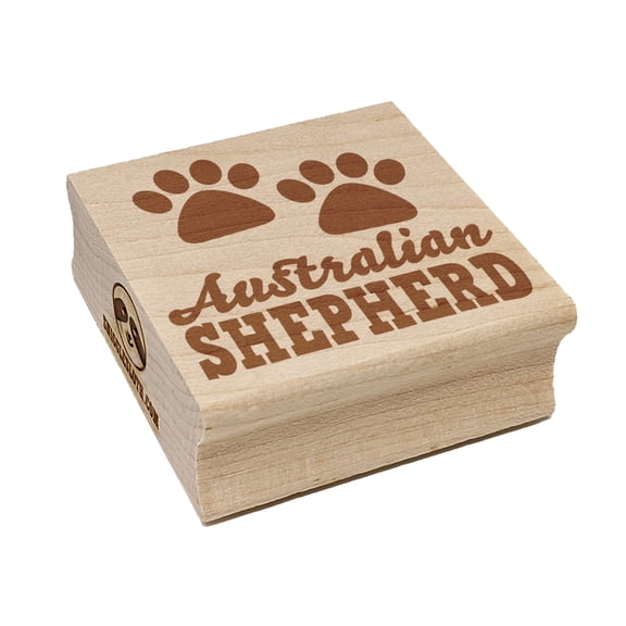 Australian Shepherd Dog Paw Prints Fun Text Square Rubber Stamp Stamping Scrapbooking Crafting - Small 1.25in