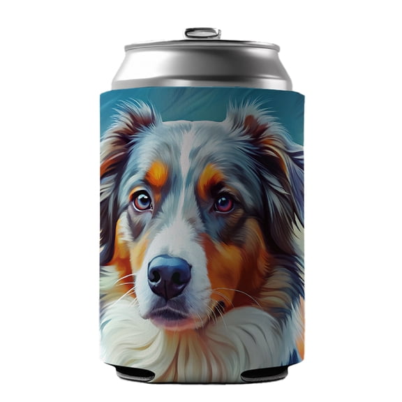 Australian Shepherd Dog Pop Art Drink Beer Soda Insulated Sleeve Holder Can Cooler Hugger