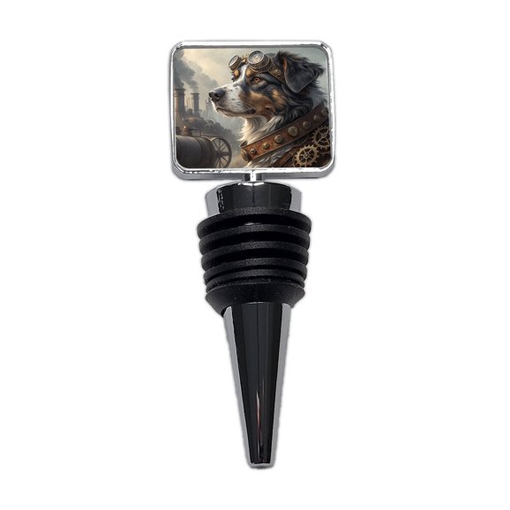 Australian Shepherd Dog Steampunk Wine Bottle Stopper Cap Plug
