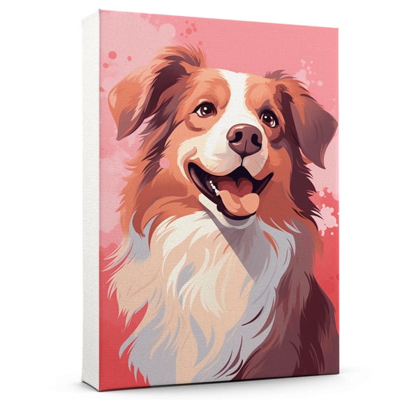 Australian Shepherd Dog Wall Art Prints, Funny Dog Canvas Wall Art, Cute Dog Art Canvas, Cute Puppy Art Painting for Pet Lovers Kid Bedroom Pet Room decor ( Valentine Gift For Her)