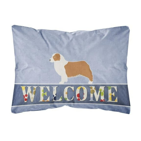 Australian Shepherd Dog Welcome Canvas Fabric Decorative Pillow