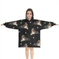thumbnail image 1 of Australian Shepherd Dog and Footprints Blanket Hoodies for Kids 6-13YR Oversize Wearable Blanket Hoodies for Boys Girls Teens, 1 of 7