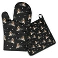 thumbnail image 1 of Australian Shepherd Dog and Footprints Kitchen Oven Mitt and Pot Holder Sets 2 Pcs for Baking, Cooking and Grilling, Heat Resistant Up To 392 °F, 1 of 7