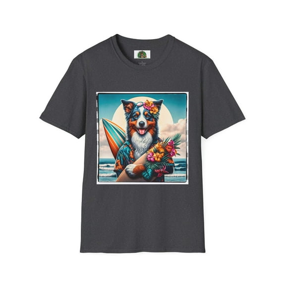 Australian Shepherd Floral Beach Surfer