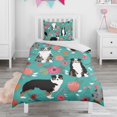 thumbnail image 1 of Australian Shepherd Floral Duvet Cover and Pillowcase Set for Single Bedding, Bedroom Accessories for Kids Teens, 1 of 5