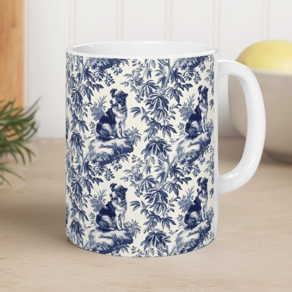 Australian Shepherd French Toile de Jouy Mug Style Toile Coffee Cup Gift for Aussie Lovers