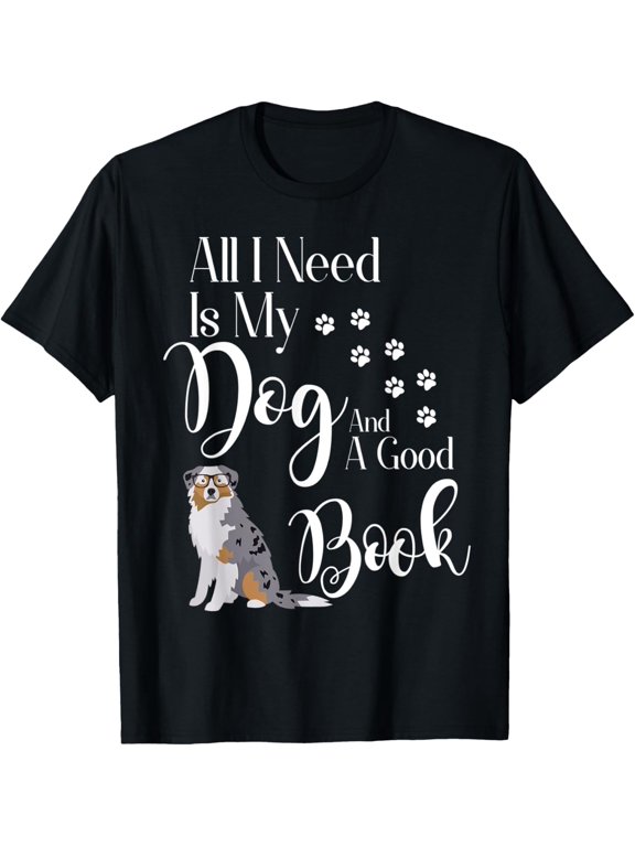 Australian Shepherd Gifts Dog Book Reading Love Mini Aussie T-Shirt