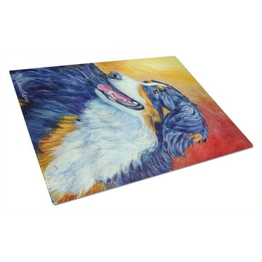 Australian Shepherd Glass Cutting Board Large