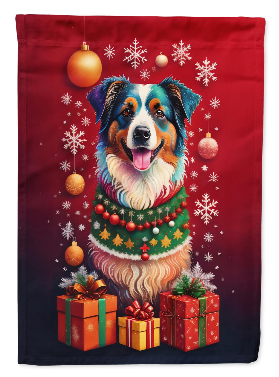 Australian Shepherd Holiday Christmas Garden Flag 11.25 in x 15.5 in
