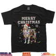 thumbnail image 1 of Australian Shepherd Holiday Paws Lights Festive Art Unisex T-Shirt up to size 5XL, 1 of 2