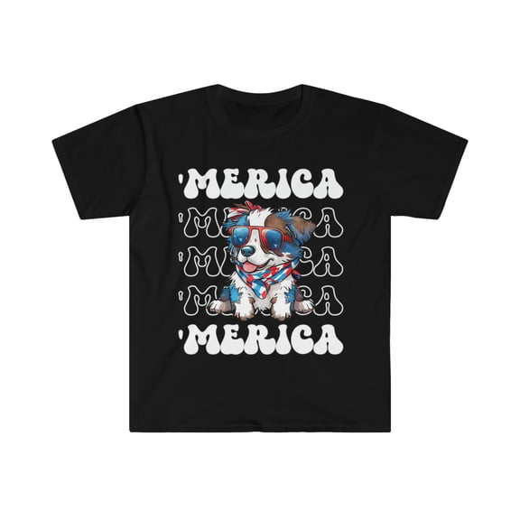 Australian Shepherd 'Merica Patriotic T-Shirt Cute Aussie 4th of July Top