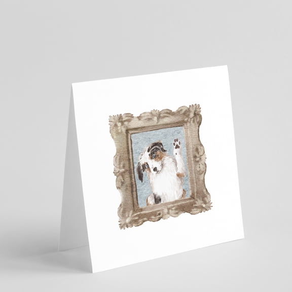 Australian Shepherd Merle Hello Square Greeting Cards and Envelopes Pack of 8 5 in x 5 in