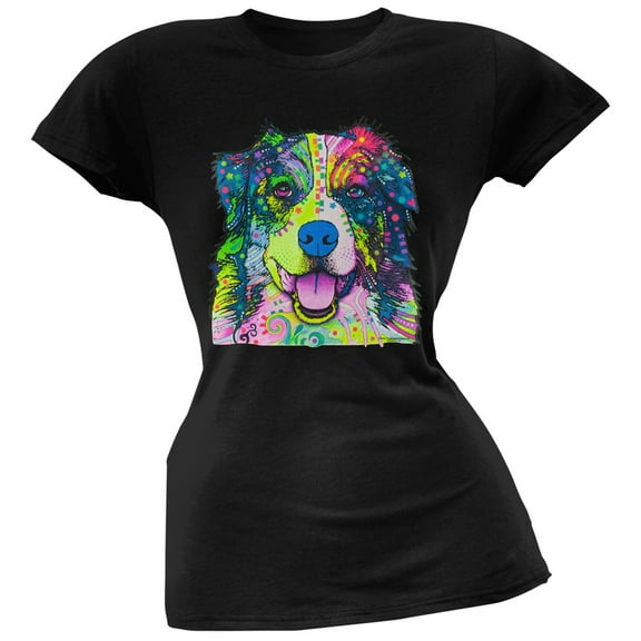 Australian Shepherd Neon Black Light Juniors T-Shirt - 2X-Large