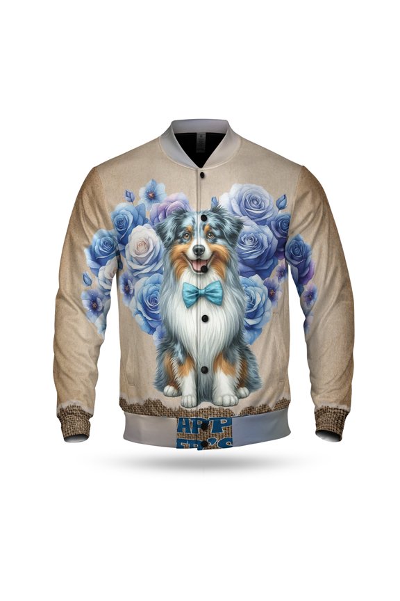 Australian Shepherd Proud Dad Happy Father's Day All Over Print 3D Baseball Jacket Aussie Dog Lover Gifts Bomber Jacket Softball - 02008