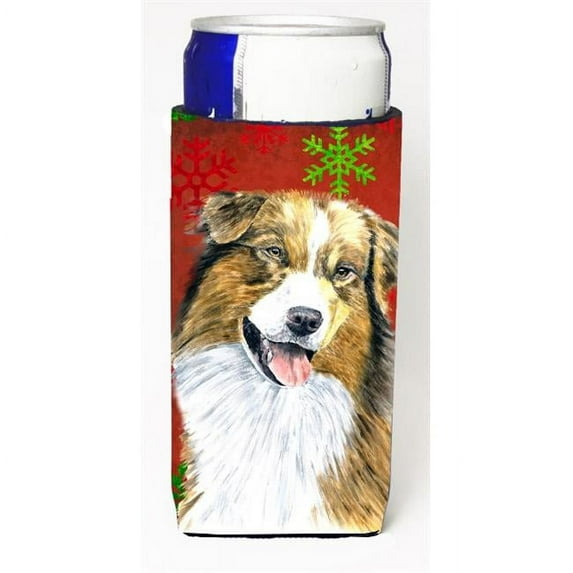 Australian Shepherd Red Green Snowflakes Christmas Michelob Ultra s For Slim Cans - 12 oz.