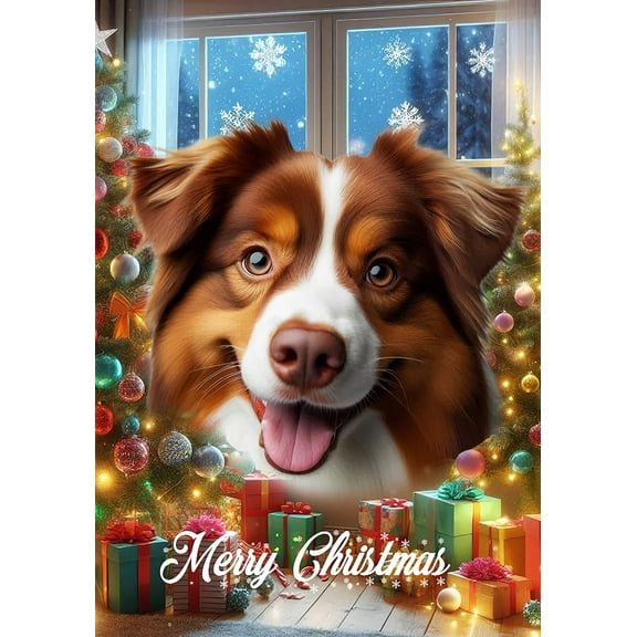 Australian Shepherd Red Tri - Best of Breed  Christmas House Flag 28" x 40"