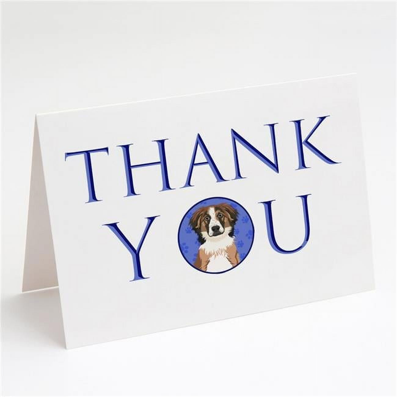 Australian Shepherd Red Tricolor #1 Thank You Greeting Cards and Envelopes Pack of 8 7 in x 5 in