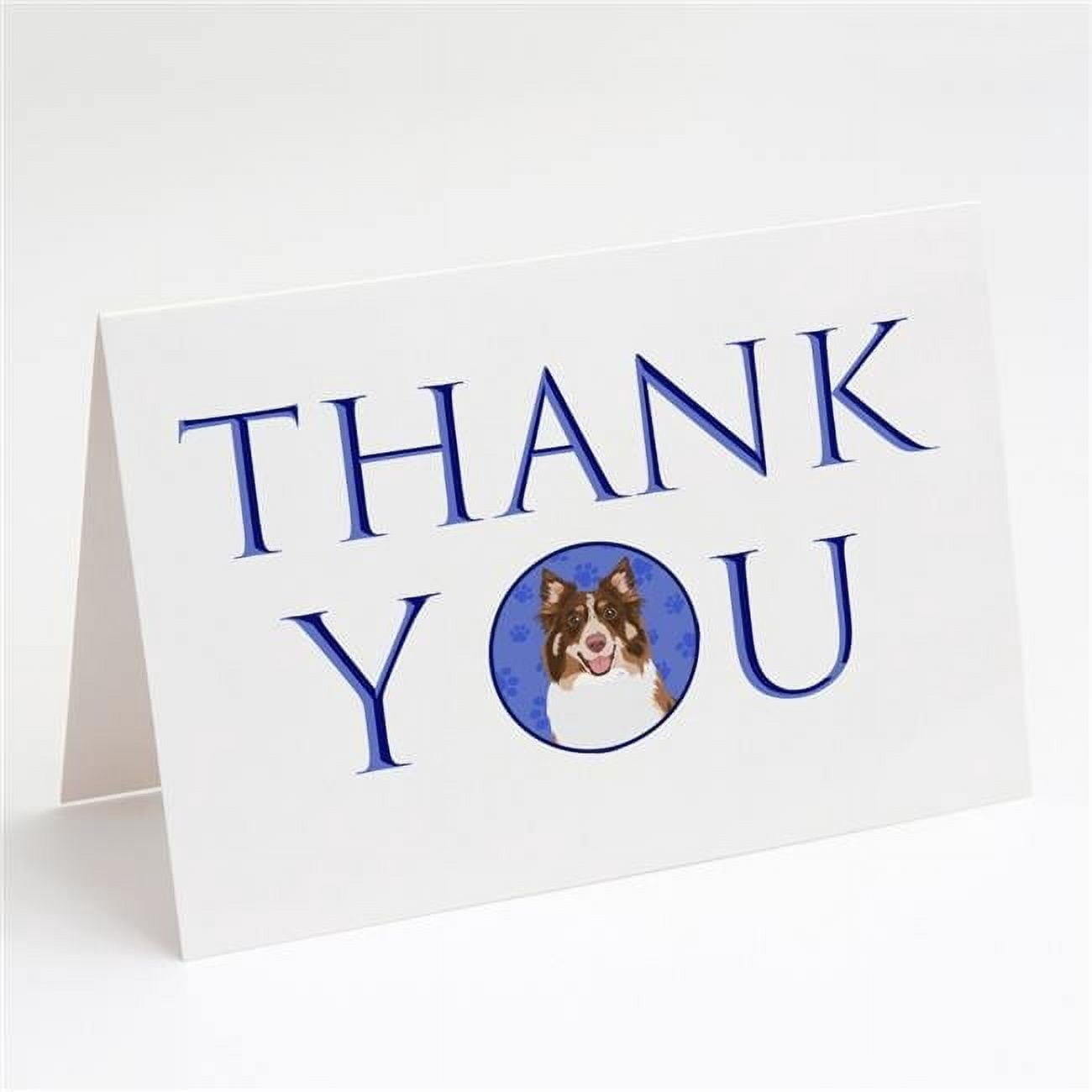Australian Shepherd Red Tricolor #2 Thank You Greeting Cards and Envelopes Pack of 8 7 in x 5 in