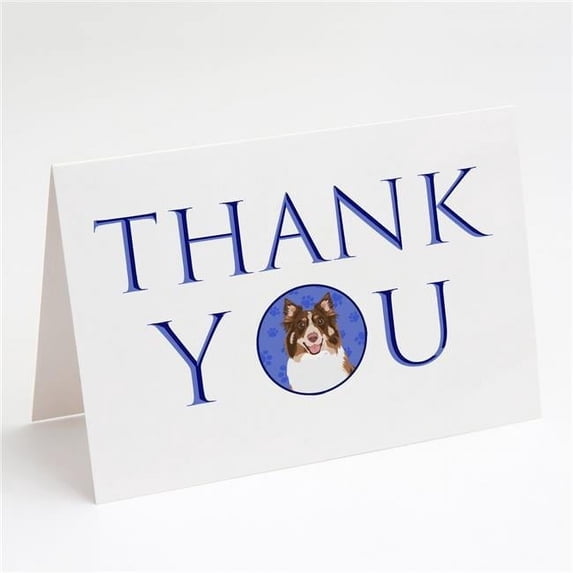 Australian Shepherd Red Tricolor #2 Thank You Greeting Cards and Envelopes Pack of 8 7 in x 5 in