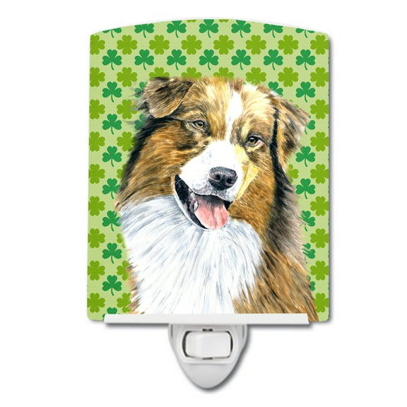 Australian Shepherd St. Patricks Day Shamrock Ceramic Night Light
