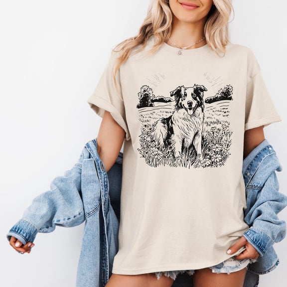 Australian Shepherd T-Shirt, Aussie Dog Graphic Tee, Country Life Dog Lover Shirt, Herding Dog Him or Her, Farm Style Pet Tee All Size S-5Xl