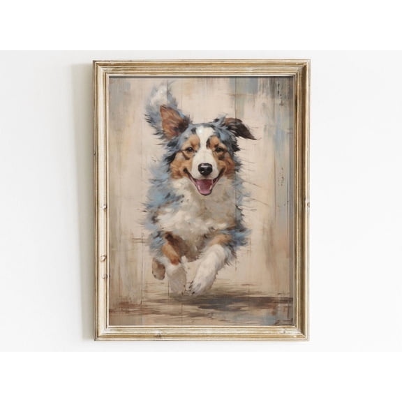 Australian Shepherd Wall Art, Aussie Art, Farmhouse Dog Decor, Aussie Gift, Dog Portrait, Dog Print For Owners Wall Art, Modern Wall Decor, 8x12 UNFRAMED