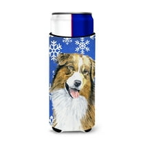 Australian Shepherd Winter Snowflakes Holiday Ultra Hugger for slim cans