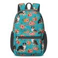 thumbnail image 1 of Australian Shepherd and Floral 17" School Backpacks for Teens,Waterproof Oxford Fabric,S-Shape Padded Straps for School,Travel,Hiking,Camping, 1 of 6
