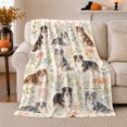 thumbnail image 1 of Australian Shepherds with Soft Leaf Pattern, Calm Botanical Style for Dog Lovers, Cream Pet Portrait Motif and Birthday Gift, Cozy Flannel Blanket for Bedroom and Guest Room, Home Decor, 1 of 9