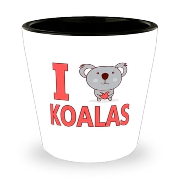 Australian Shot Glass, I Love Koalas, Cute Animal Gift, Mini Glassware, 1.5oz Cup