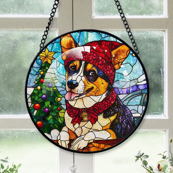 Australian Stumpy Tail Cattle Ornament Christmas 2025 Pet Dog, Australian Stumpy Tail Cattle Dog Stained Glass Christmas Decorations, Dog Christmas Tree, Haging Decor
