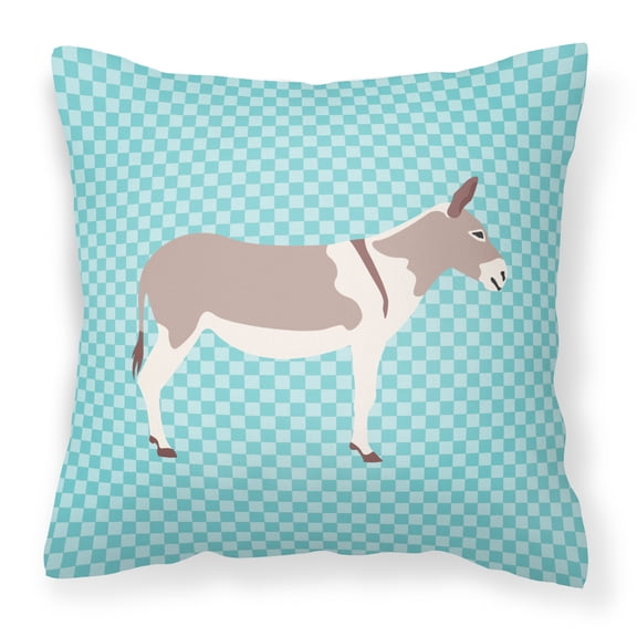 Australian Teamster Donkey Blue Check Fabric Decorative Pillow