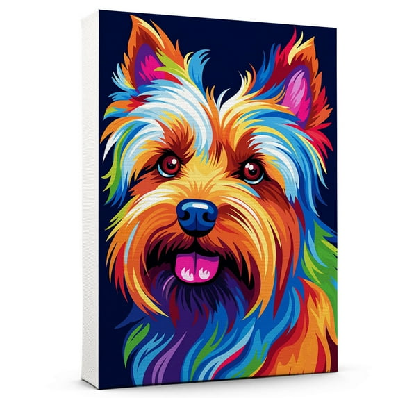 Australian Terrier Canvas Framed Gifts For Dog Lover Watercolor Dog Canvas Birthday Gifts For Father Hanging Decorations Retro Home (Gifts For Dad)