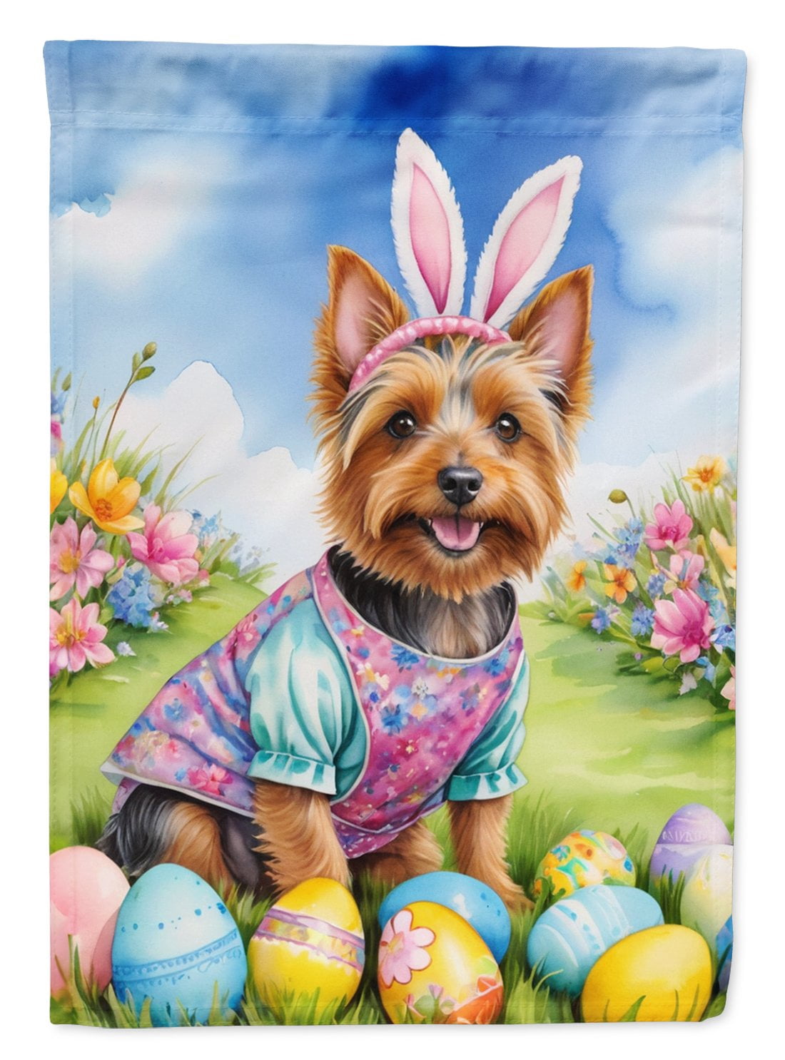 Australian Terrier Easter Egg Hunt House Flag 28 in x 40 in