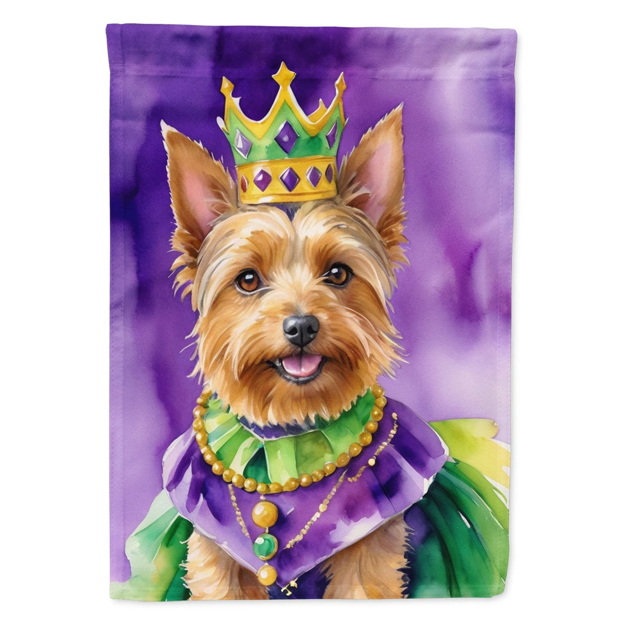 Australian Terrier King of Mardi Gras Garden Flag 11.25 in x 15.5 in